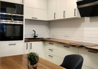 Заказ УТ231.Кухня белая из шпона