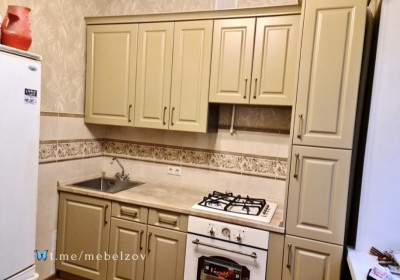 УТ385.Кремовая кухня по прямой